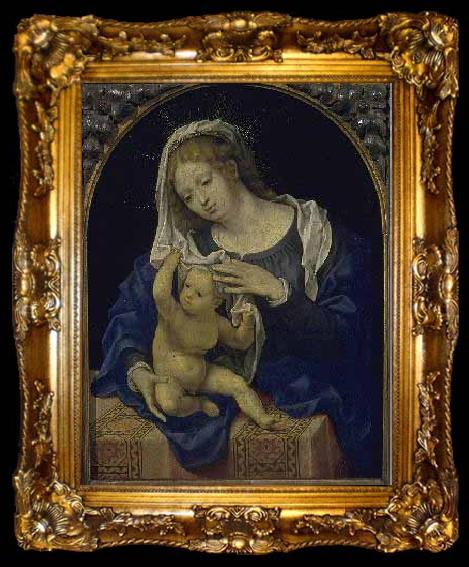 framed  Jan Mabuse Madonna and Child Playing With the Veil, ta009-2